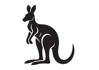 kangaroo logo silhouette vector, kangaroo logo vector illustration, wallaby logo vector silhouette, animal silhouette vector, wild animals kangaroo logo silhouette vector on white background.