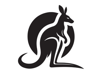 kangaroo logo silhouette vector, kangaroo logo vector illustration, wallaby logo vector silhouette, animal silhouette vector, wild animals kangaroo logo silhouette vector on white background.