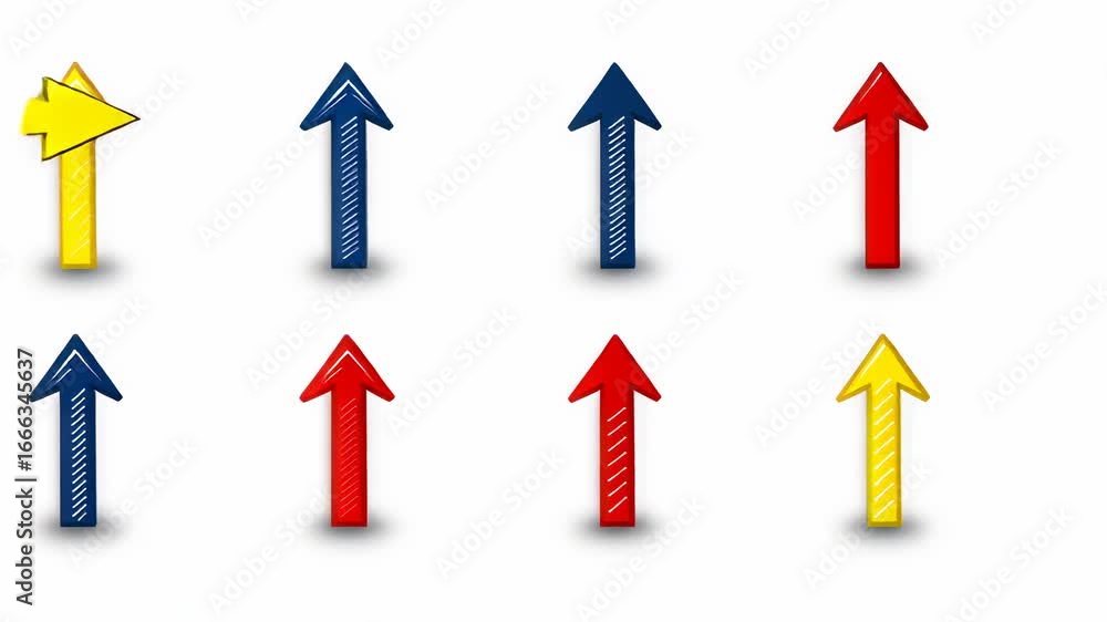 Poster arrow icons pointing upwards in various styles and colors