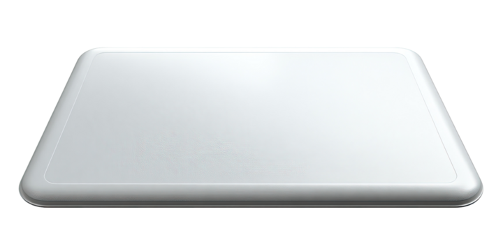 A light gray, rectangular, flat surface with rounded edges
