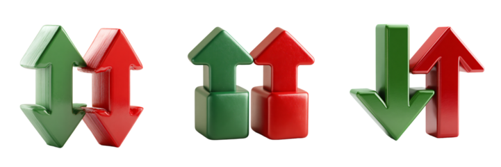 Dynamic Red and Green Arrows: Visualizing Market Trends and Business Performance