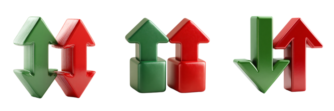 Dynamic Red and Green Arrows: Visualizing Market Trends and Business Performance