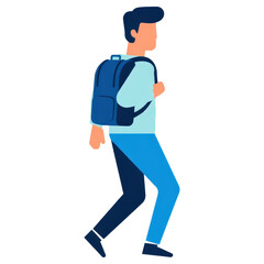 Backpack Journey: A stylized individual strides forward, carrying a backpack, and embodying the spirit of exploration and adventure.