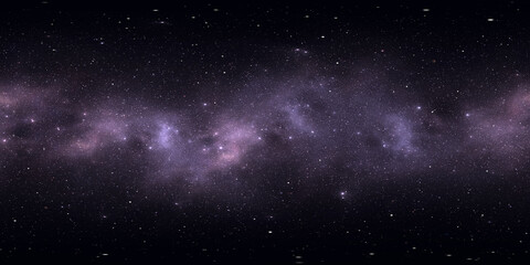 360 degree space nebula. Giant interstellar cloud with stars, equirectangular projection, environment map. Spherical panorama. 3D rendering, Fractal image
