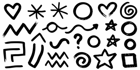 Hand Drawn Doodle Elements Set in Black and White