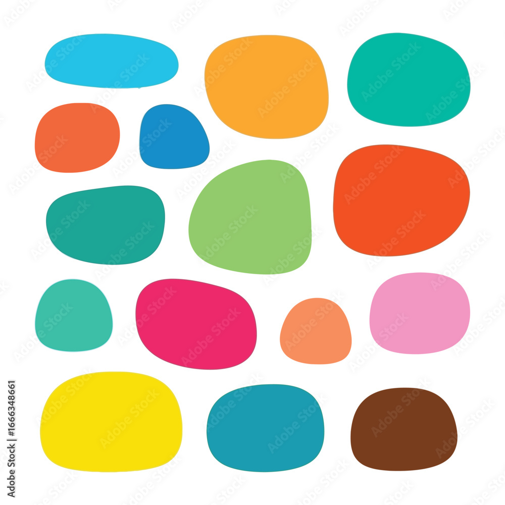Poster vibrant assortment of abstract organic shapes and blobs modern design elements vector