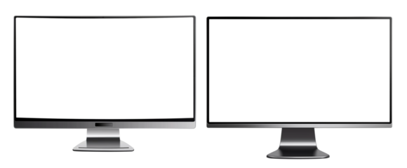  Black computer monitor with a white screen