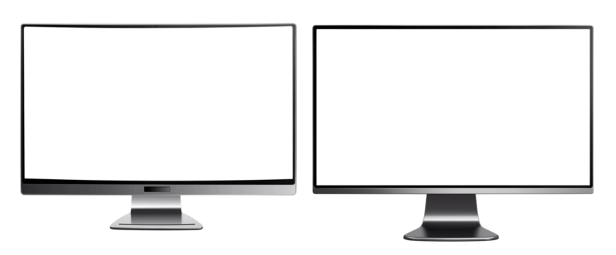  Black computer monitor with a white screen