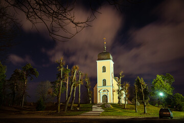church at night