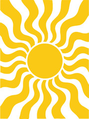 Abstract yellow sun rays geometric pattern minimalist summer vibes illustration vector