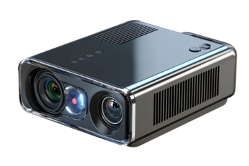 Compact projector with dual lenses, modern design