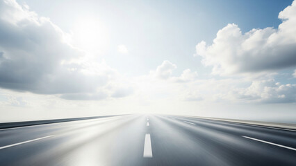 Fototapeta premium Glossy Road Cutting Through Dramatic Clouds – Cinematic Premium Landscape