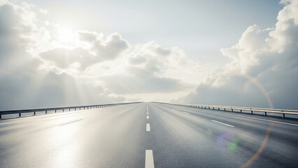 Fototapeta premium Clean Minimalist Road in Middle of Clouds with Glossy Texture