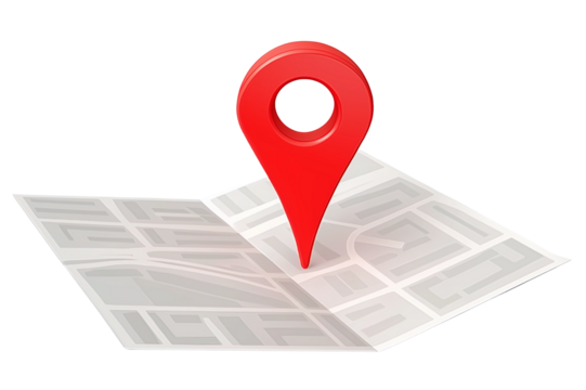 A folded city map features a location pin, suitable for concepts of travel, mapping