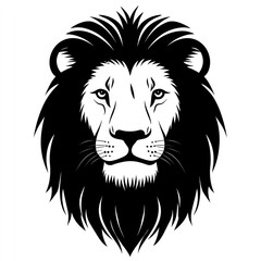 Fototapeta premium Lion face linear illustration silhouette wildlife.