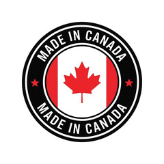 Canadian maple leaf flag stamp official seal authenticity guarantee symbol product origin mark vector