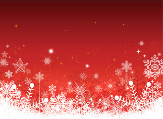 red christmas background with snowflakes