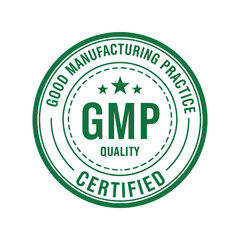 Gmp certified quality seal for pharmaceutical and food manufacturing assurance vector
