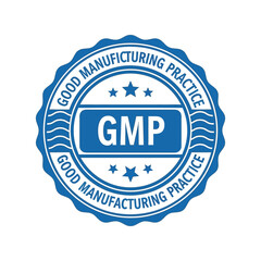 Gmp good manufacturing practice seal certified quality assurance emblem emblematic stamp vector
