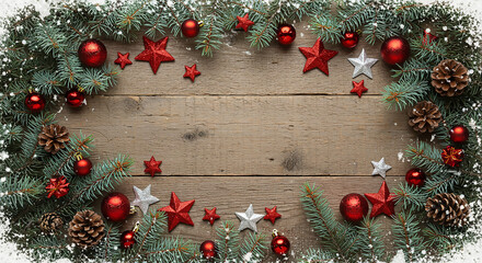 Rustic Christmas Wreath Border: Festive Holiday Background for Design Projects