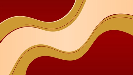 Abstract background with wavy lines in red, beige and gold color shades