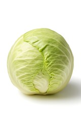 Fototapeta premium Fresh green cabbage resting on a plain surface in a bright setting