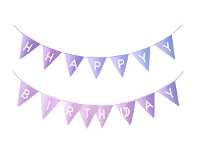 Obraz premium Happy Birthday bunting in purple and lavender.