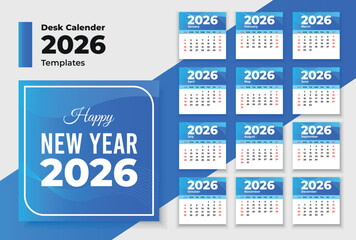 Happy New Year 2026 Desk Calendar Template