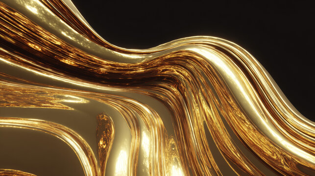 Elegant luxury gold abstract background with smooth metallic texture, 3d illustration, high-resolution wallpaper design
