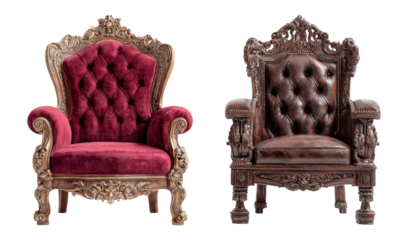 Elegant Vintage Chairs with Intricate Design on Transparent Background