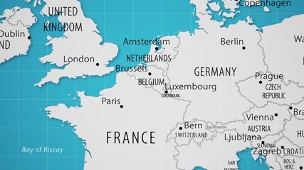 Belgium on the World Map with Animated National Flag - Powered by Adobe