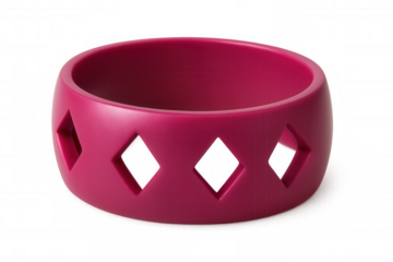 Pink rubber bracelet with diamond-shaped holes isolated on a transparent background, perfect for health, fashion, or accessory projects