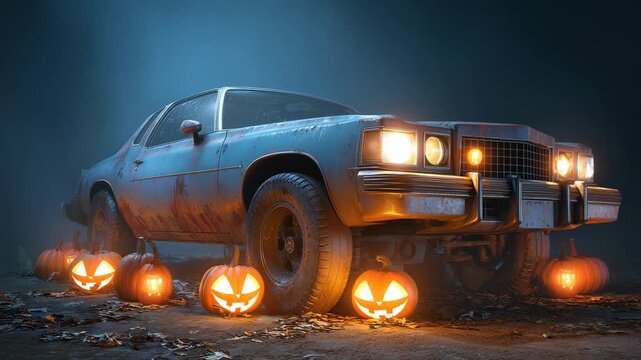 halloween car stock image wallpaper
