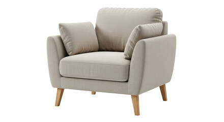 Isolated Beige Armchair and Pillow