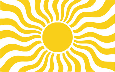 Vibrant yellow sun rays bursting outwards abstract background energetic summer sunshine vector