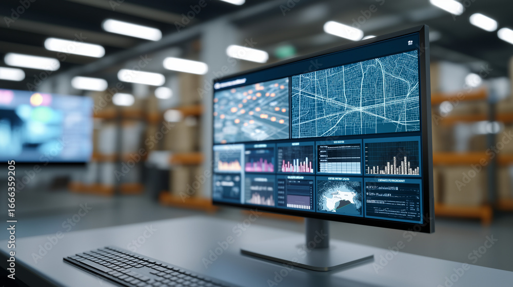 Aufkleber real-time supply chain visibility with iot data integration, showcasing smart logistics, predictive 
