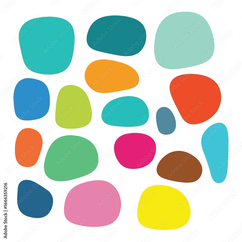 Poster vibrant organic shapes abstract pattern playful geometric forms modern design elements vector