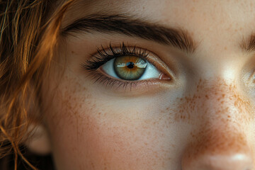 Obraz premium Close Up Face and Eye Symbolizing Human Emotion, Balance, and Inner Peace through Meditation, Generative AI