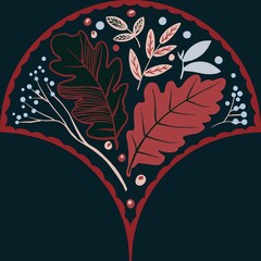 Autum Winter Pattern Background Illustration For Cover, Banner, Notes. Fall Winter Aesthetic Background.  Plant And Flower Pattern Background.