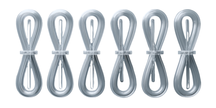 Light gray, intertwined, cord-like objects