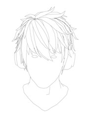 A boy's head with short hair and headphones, a printable coloring page for kids with clean contour lines on white background.
