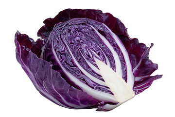 Fototapeta premium Half of a red cabbage on black background