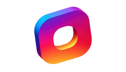 3D, colorful, gradient, geometric shape. Perspective view, on black