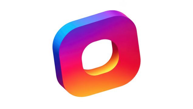 3D, colorful, gradient, geometric shape. Perspective view, on black