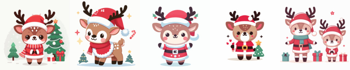 cute deer in Christmas costume