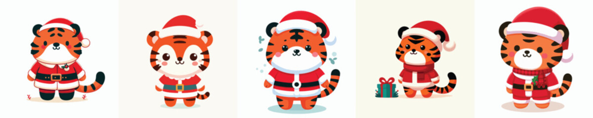 cute tiger in Christmas costume