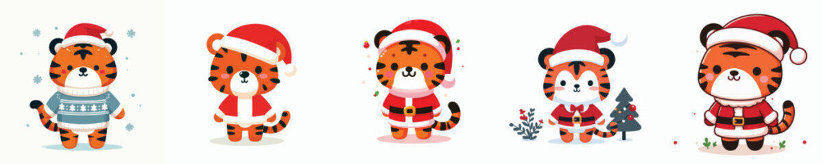 cute tiger in Christmas costume