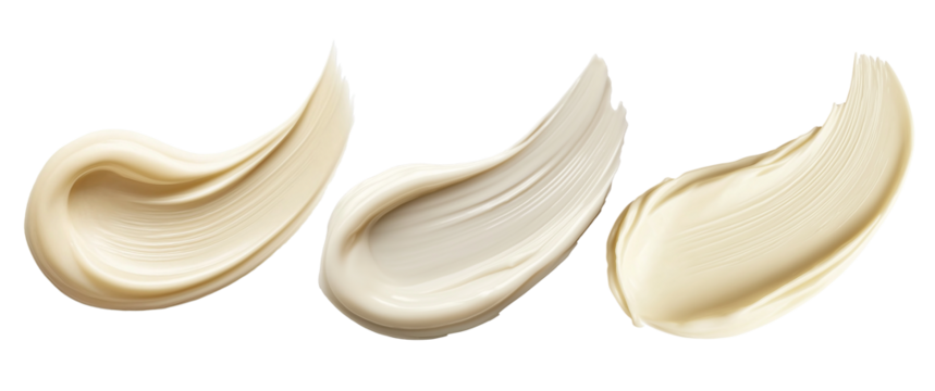 A smooth swipe of creamy skincare or cosmetic product,  cutout