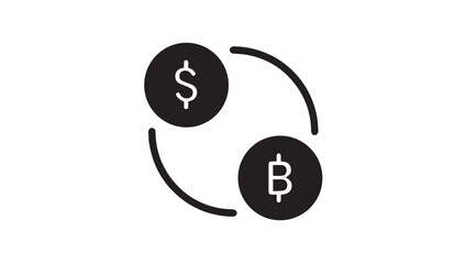 Bitcoin to Dollar Exchange Currency Icon on transparent background.