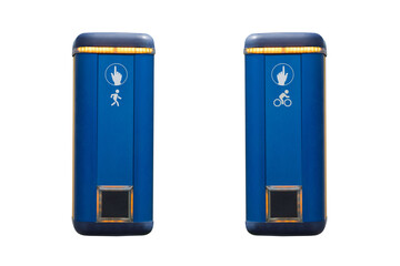 signal panel for a cyclist and pedestrian when crossing road isolated on white background